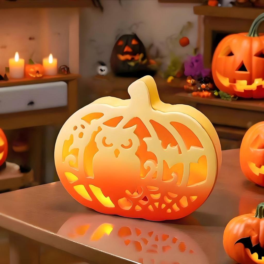 4 Pieces Halloween Pumpkin Silicone Molds DIY Tea Light Holder Casting Molds Plaster Molds for Home Crafts