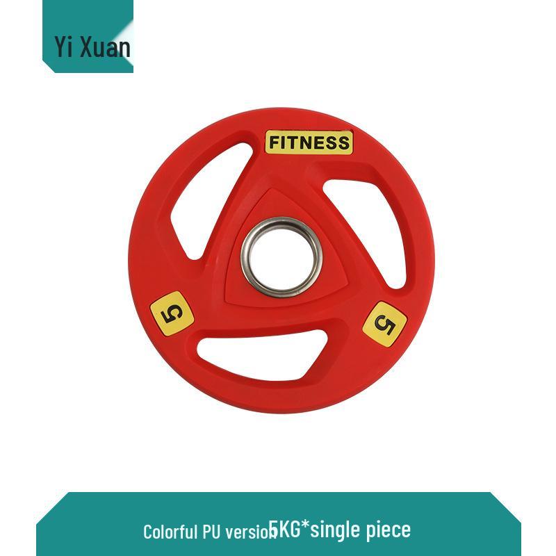 Colored PU Barbell Plates with Rubber Coating and Hand Grips for Weightlifting and Competition