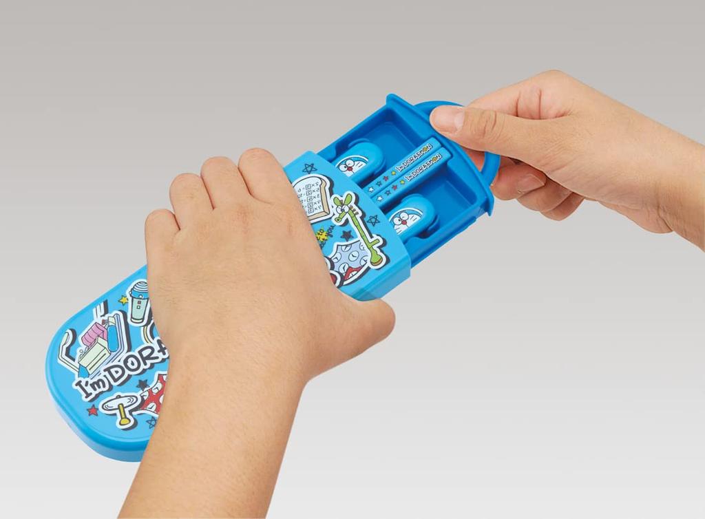 Skater Trio Doraemon Made in for Kids Set Chopsticks, Spoon, Fork, Stickers, Antibacterial, Japan, (TACC2AG-A)