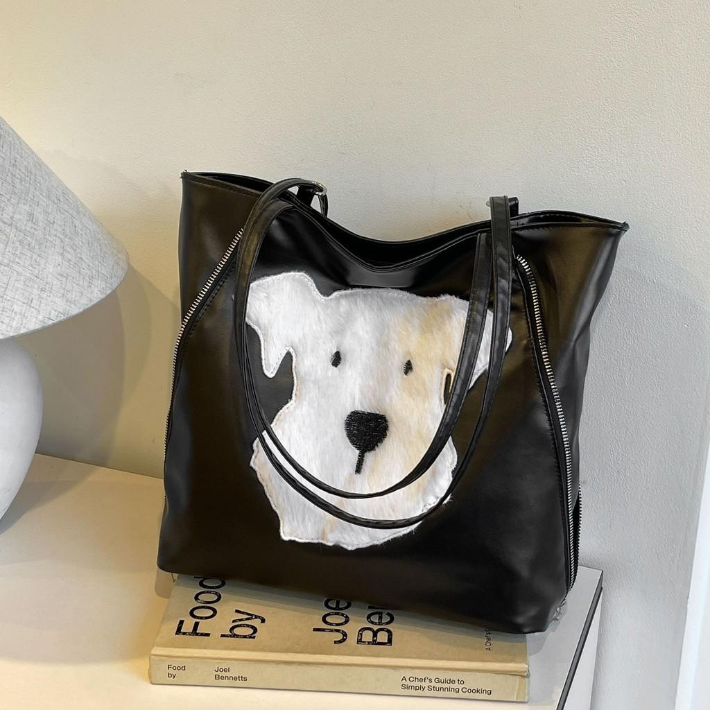 Stylish Street Trend Nylon Backpack With Adorable Cartoon Dog Design For Daily Use