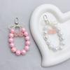 Elegant Bowknot Pendant Keyring 3D Cherries Keychain Portable Beaded Key Chain Jewelry Bag Accessory for Women and Girls