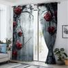 2 Pcs Thorny Rose Print Curtains,suitable for Bedroom,living Room Kitchen Decoration,home Decoration,window Decoration
