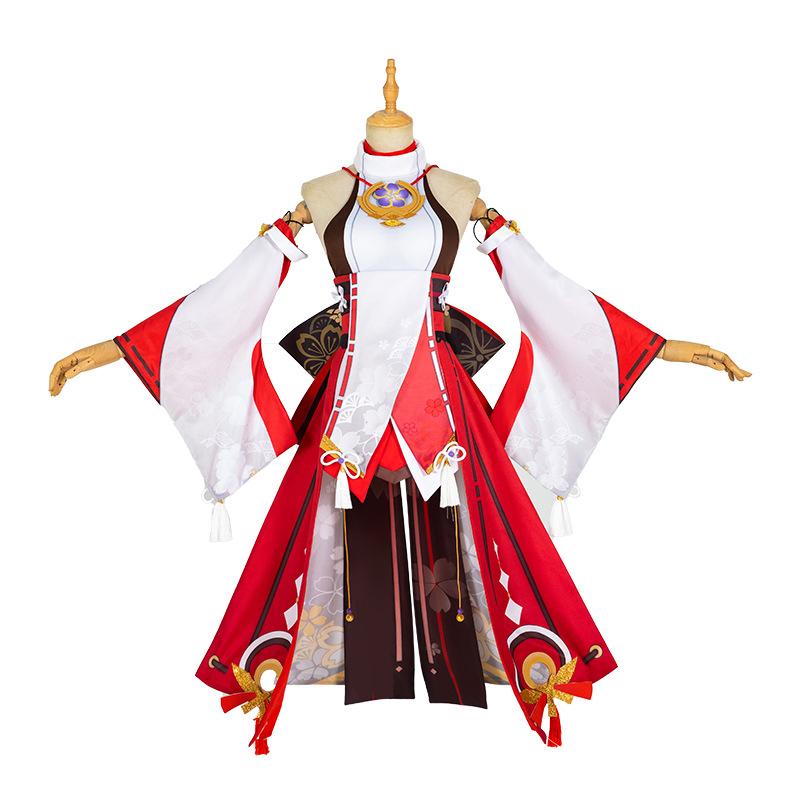   Yae Miko Cosplay Costume Guuji Yae Fancy Outfits Guuji Full Set Guuji Yae Dress Headwear Game Suit