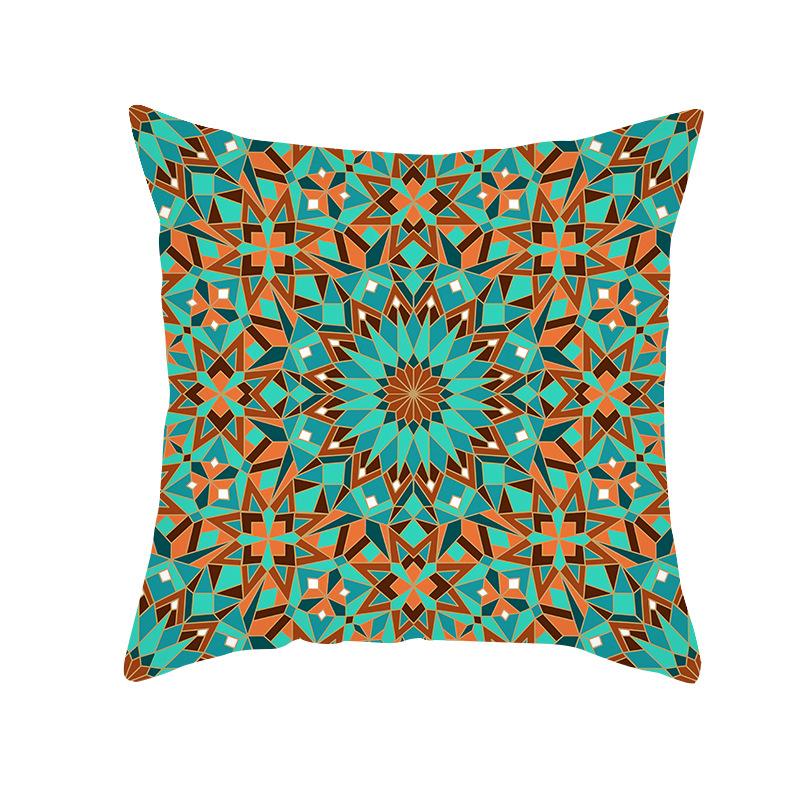 Bohemian Printed Peach Skin Velvet Pillow Cover Colorful Geometric Abstract Ethnic Style Pillow Cover