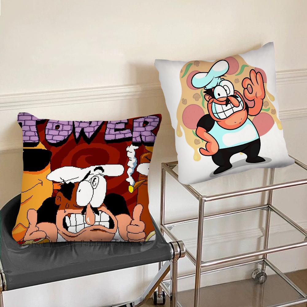P-Pizza Tower Game Pillow Case Square Pillow Bedroom Sofa Leisure Comfort Cushion Car Living Room Home Decoration