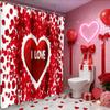 Cortina de ducha Corazón de Amor Rosa para el Día de San Valentín, cortina impermeable para ducha de baño con 12 ganchos, decoración del hogar con forma de pez