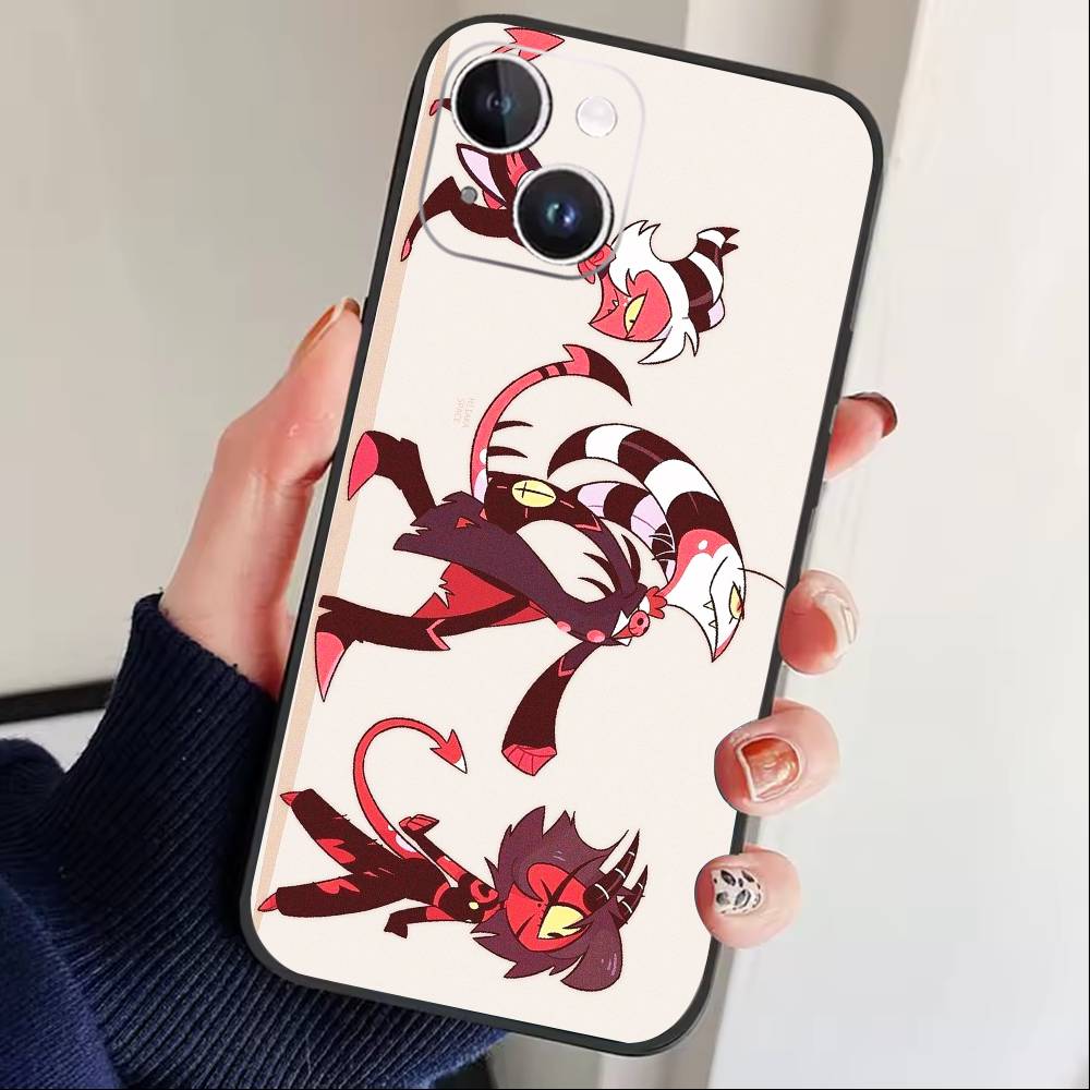 Q-Helluva Boss Phone Case For iPhone 16,15,14,13,12,17,Pro Max,Plus Silicone Black Case