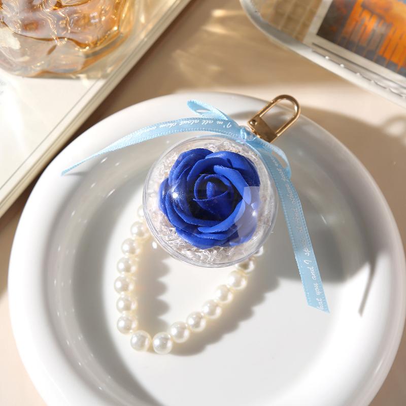 1Pcs Fashion Colorful Fairy Forever Rose Flower Keychains Lover Key Chain Jewelry Flower Hanging Keychain Romantic Gifts