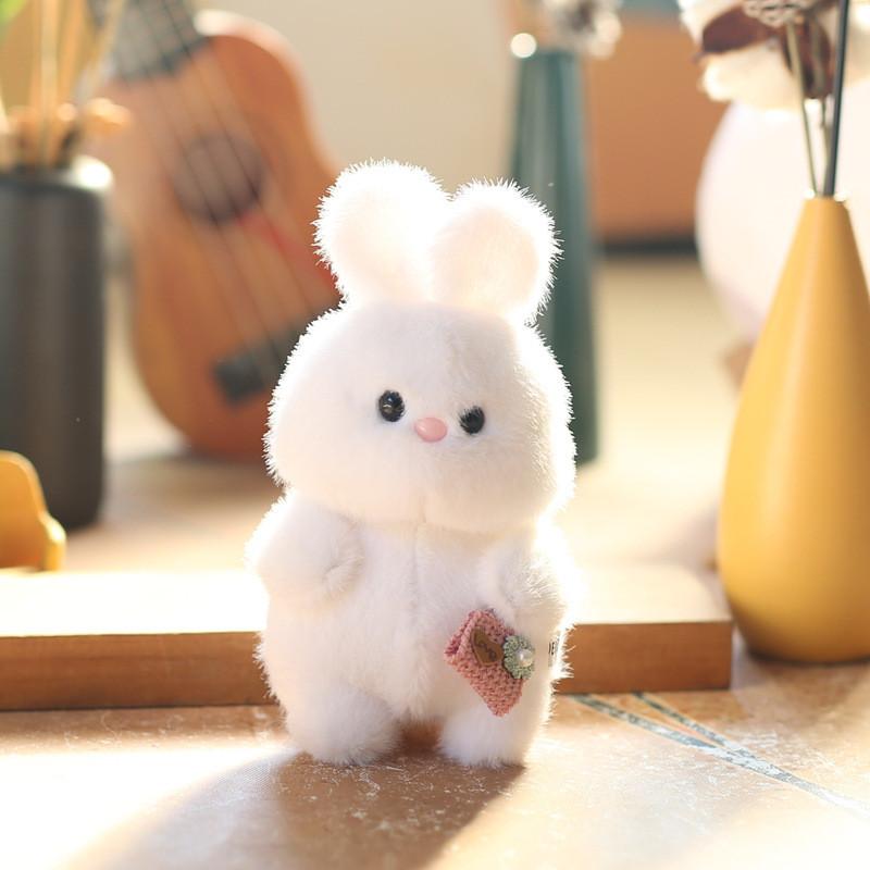 

Красочный и пушистый плюшевый брелок в виде кролика, милая кукла для стильных аксессуаров для сумки белый