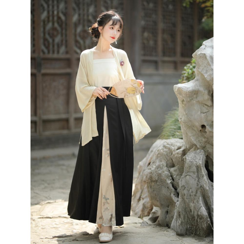 Dámský oblek, halenka a podvazková sukně Hanfu ve stylu čínské dynastie Song pro každodenní dojíždění