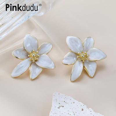 Bright Enamel Flower Stud Earrings Temperament Trendy Elegant Alloy Stud Earrings Casual Outfit For Women PD1645