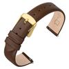 ANNEFIT Genuine Leather Watch Band, 13mm, Thin, Quick Release, Dark Brown with Gold Buckle
