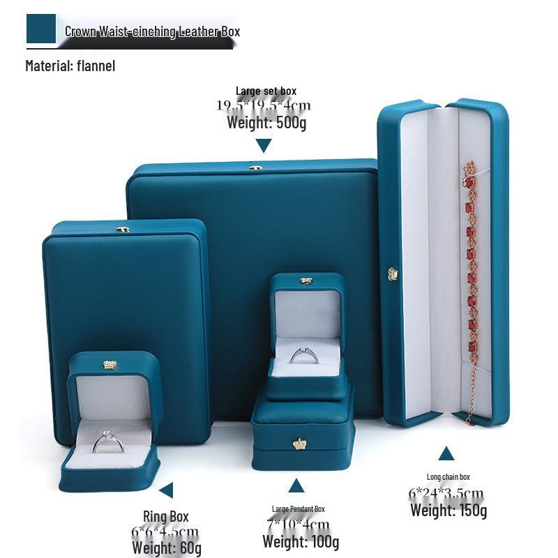 PU Leather Crown Jewelry Storage Box for Necklaces, Pearls, Bracelets, and Rings