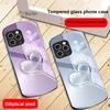 Gradient Love Silver For IPhone 16 Pro Max 15 Pro 14 13 12 Mini 11 XS Max XR 7 8 Plu SE 2022 Elliptical Glass Phone Case