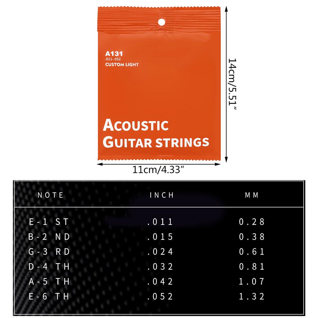 6Pcs High Carbon Steel Core Folk Guitar Strings Replacements Acoustic Guitar Strings Guitar Parts 6 Pieces Strings Sets