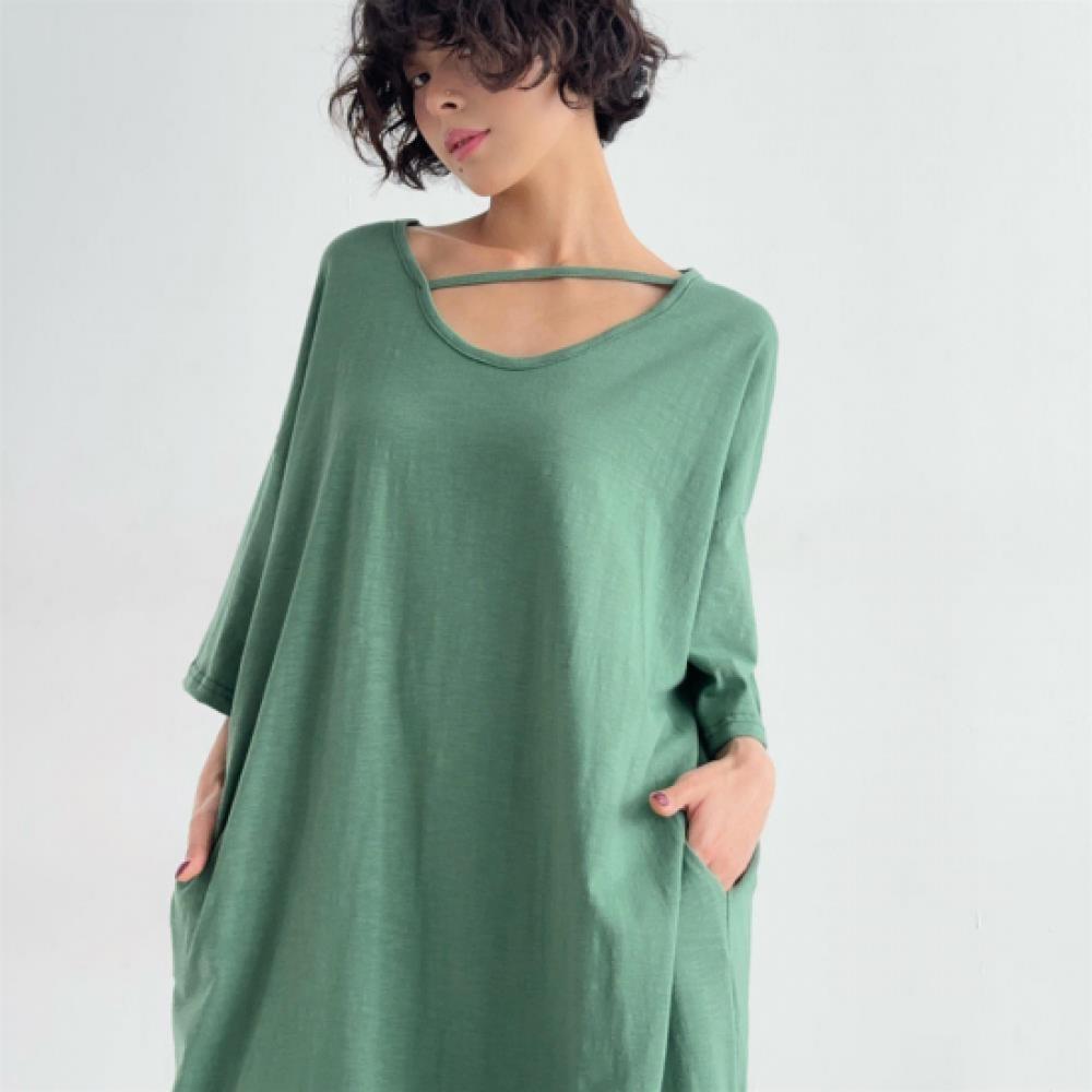 New Arrivals Open Run Women Big Size Short Sleeve Long Dress Asymmetrical Strap