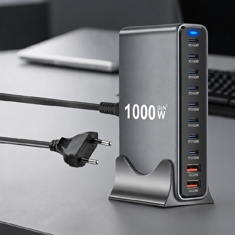Travel Use 10 Port Charging Block 1000W Charging Adapter Plastic Texture Automatic Power Distribution for Mobile Devices
