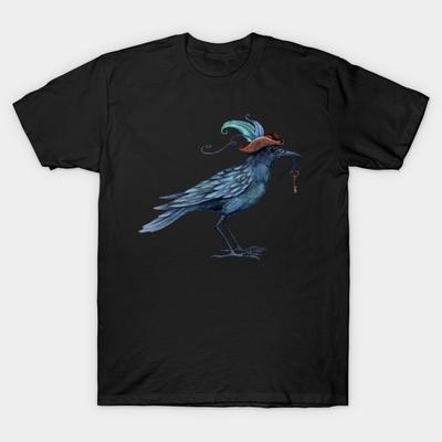 Men Black Print T-shirt Fancy Crow No-Cut Transfer Paper Print Cotton Tshirt