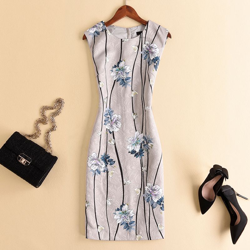 

Европейское Элегантное Модное Платье с Принтом Летнее Платье Color S