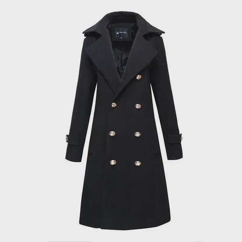 

2021 Осень/Зима Унисекс Шерстяное Пальто: Средней длины, плотная, двубортная военная ветровка 4XL