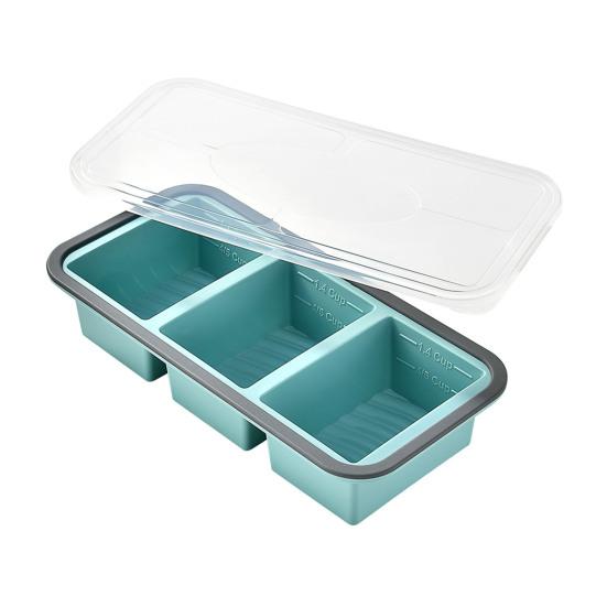 Silicone Food Storage Container with Lid Reusable Freezer Lunch Box Tray Divided Meal Prep Container for Kitchen