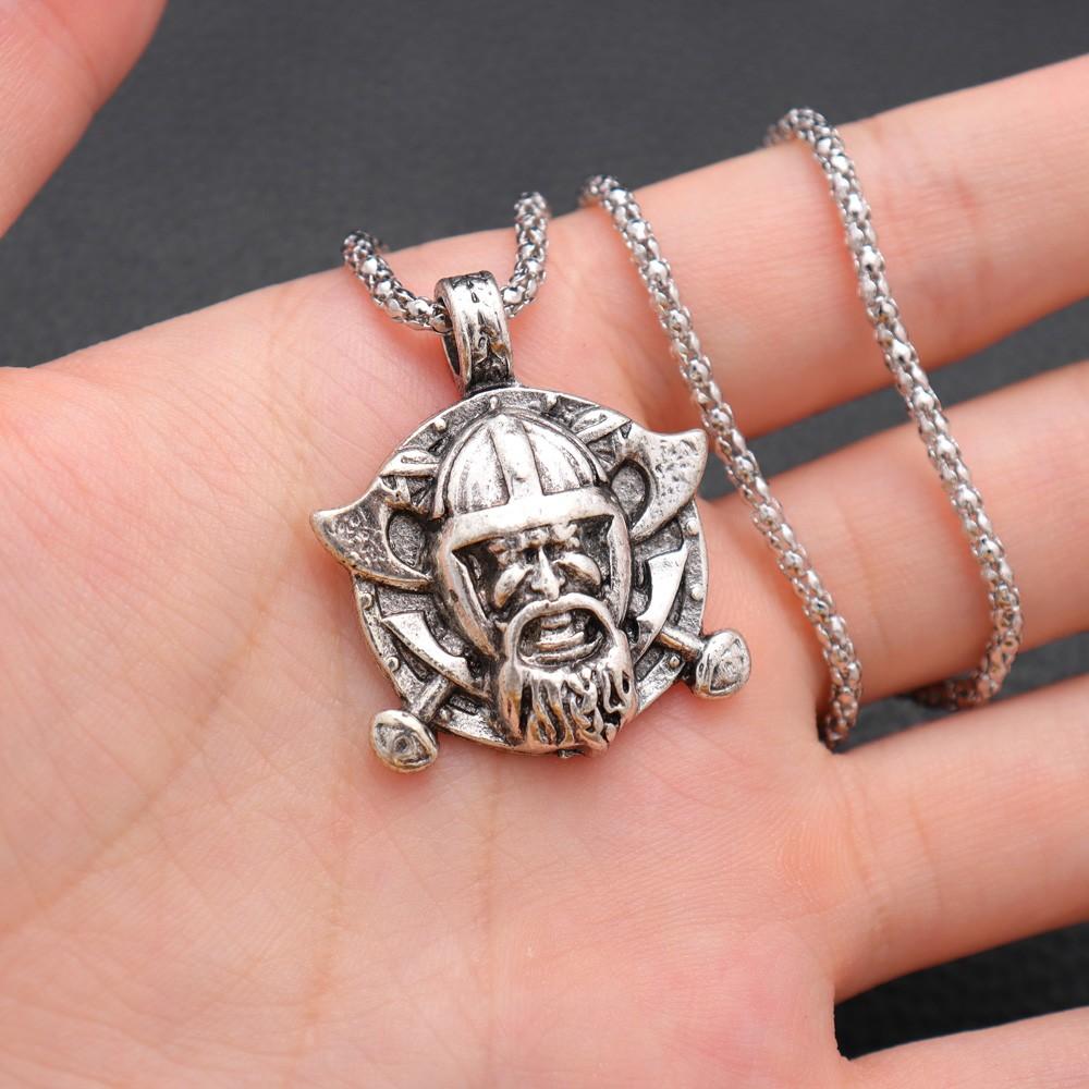 Trendy Retro Crow Prairie Wolf Double Sided Viking Tomahawk Pendant Necklace Charm Men's Necklace Metal Accessorie Party Jewelry