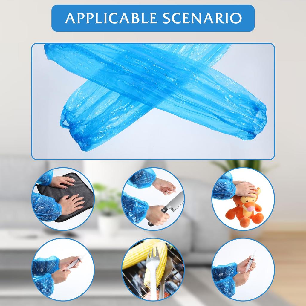 100/200pcs Waterproof Disposable Arm Sleeves Covers PE Oversleeves With Repairing Cleaning Tattooing Blue Transparent Household