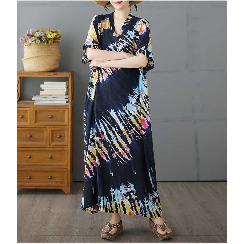 Hanging Short Sleeved Dress for Women, Mid To Long, Western-style Straight Tube Skirt
