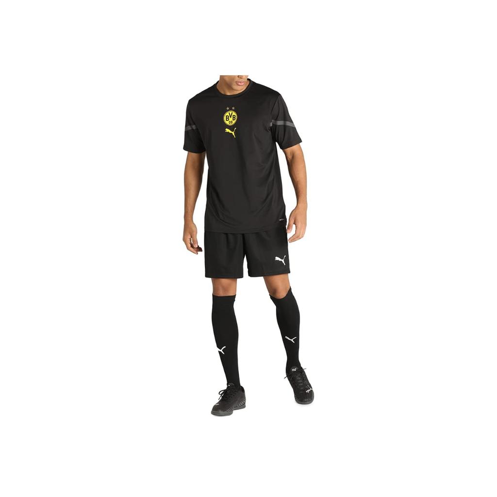Puma Borussia Dortmund Logo Print Sport Round Neck Short Sleeve T-Shirt Unisex Tops Black 764297-02