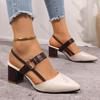 Fashion Women's Pointed Toe Block High Heel Sandals Summer Fashion Mixed Color Back Strap Pumps Fashion Ladies Chunky Heels Dress Shoes