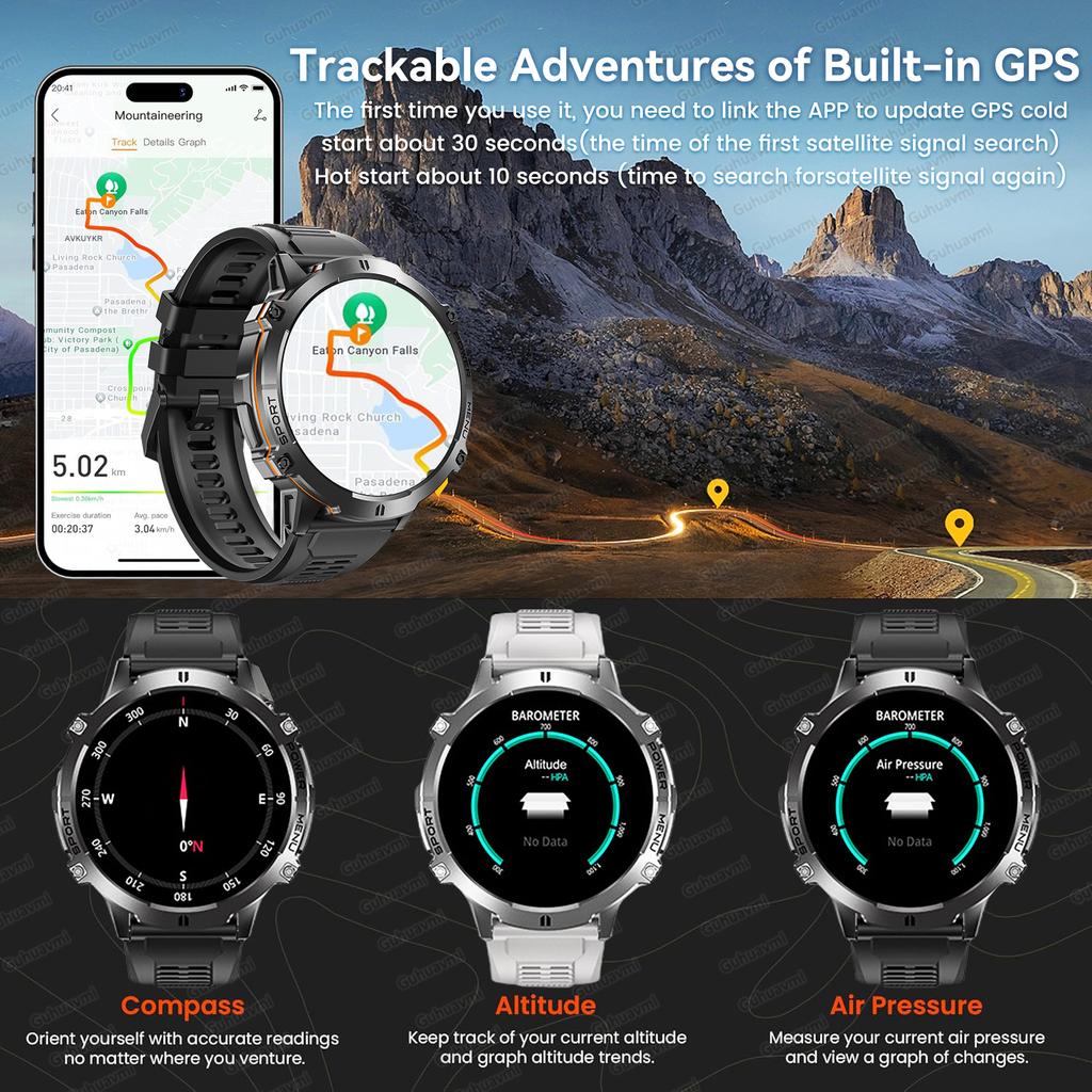 New TANK 3 Men Swim 1000mAh Battery Smart Watch IP69K&10ATM Waterproof GPS Compass Altimeter Call AMOLED Outdoors Sport Watches