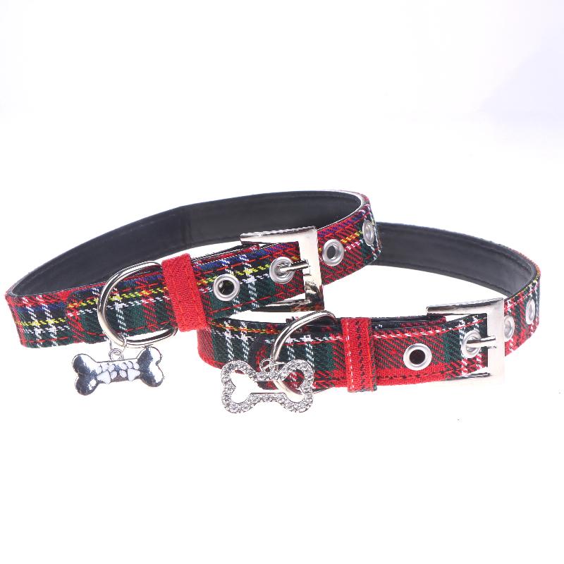 Y2K Goth Vintage Dog Bone Charm Necklace Punk Trendy Choker Simple Red Plaid Leather Buckle Necklaces Collar Chain Jewelry