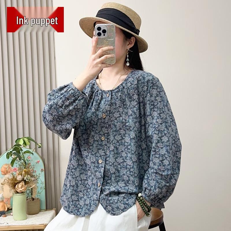 

Women s Floral Round Neck Spring Blouse 3x1