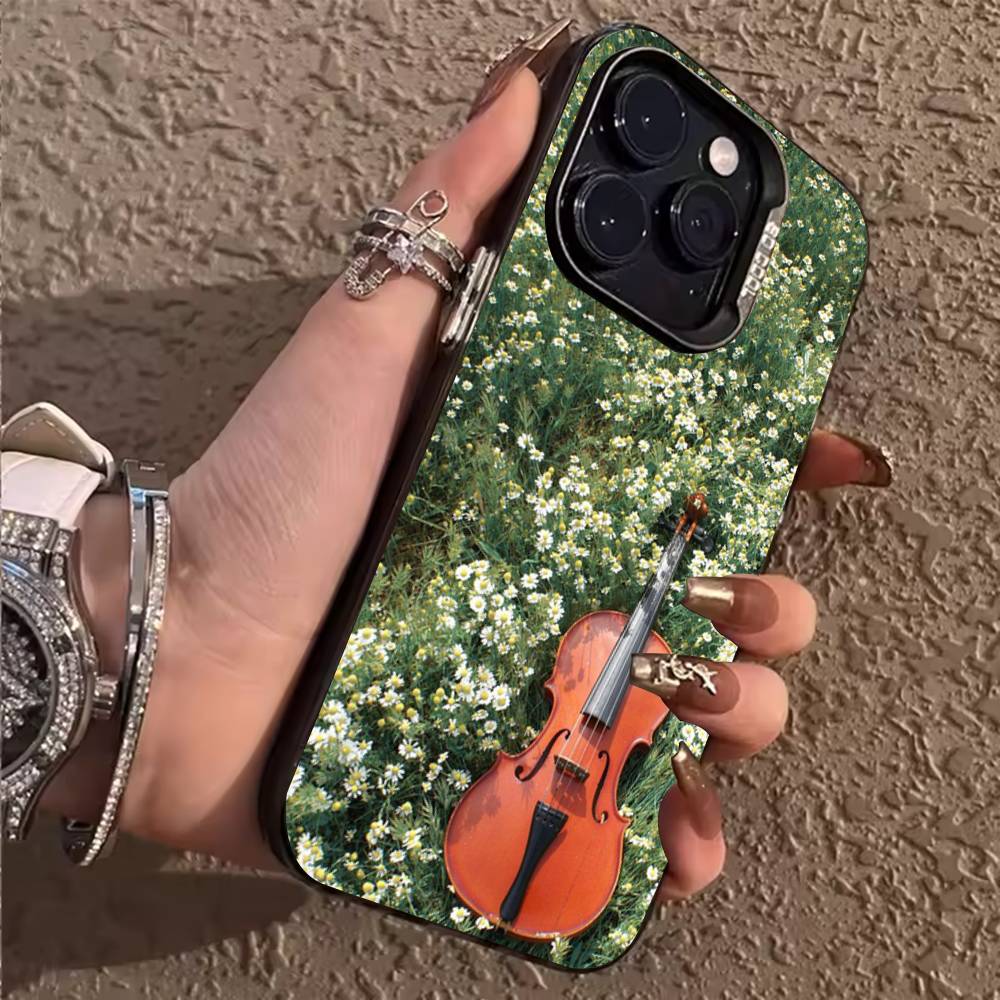 

Music Musical Violin Phone Case For iPhone 17,16,15,14,13,12,11,Pro,Max,Plus Soft Black Cover iPhone16promax