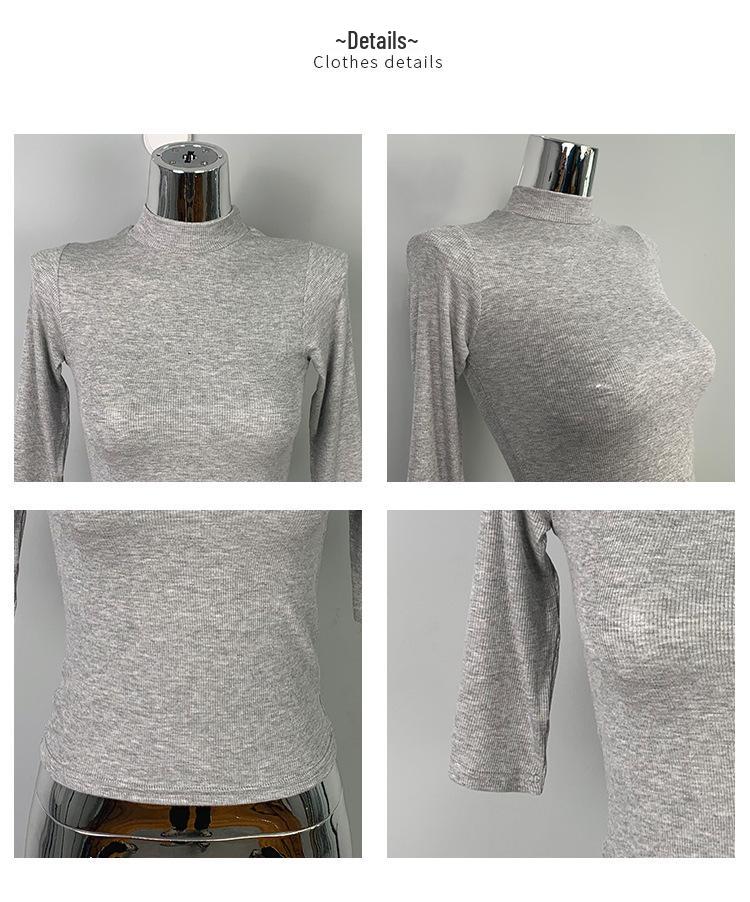 Dongdaemun Slim Ribbed High Neck Mid-Sleeve T-Shirt - Flattering Office Wear