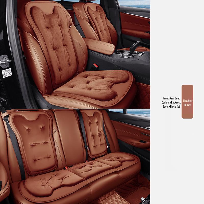 Plush Car Seat Cushion with Backrest - Thickened for Autumn/Winter Warmth