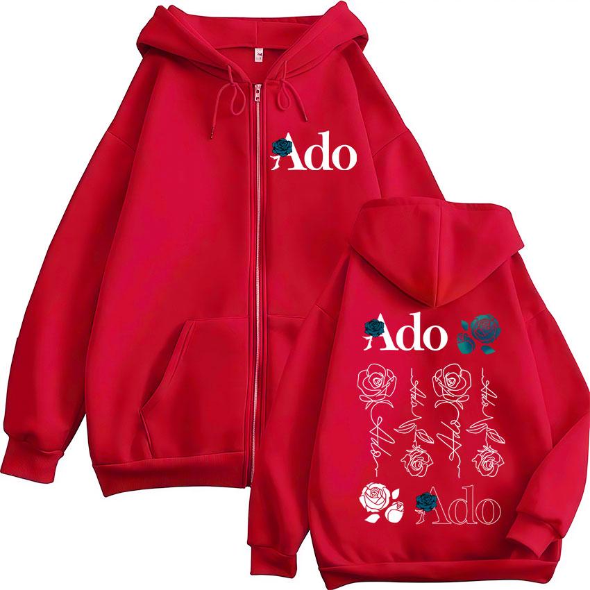Ado Blue Rose World Tour Hibana Merch Felpe con Cerniera Abbigliamento Uomo Donna Moda Felpe con Zip Giubbotti Hoodie Casual