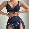 European and American Large-size Erotic Underwear Exotic Belly Dance Sexy Perspective Slit Skirt Thong