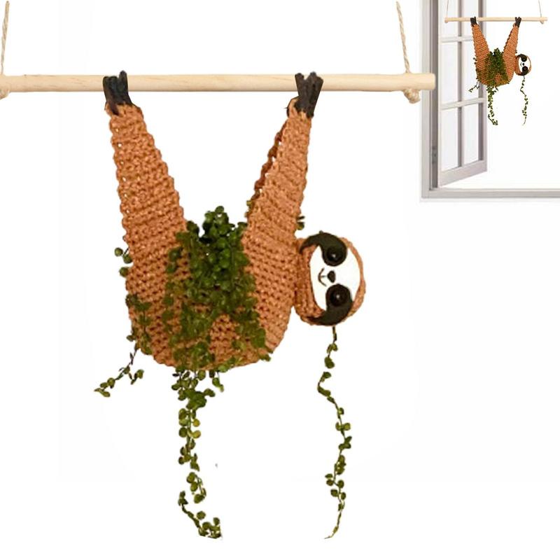 Animal Plant Holder Sloth Crochet Plant Hanger For Succulent Pot Plant Hanger Macrame Crochet Planter Macrame Planter Supplies