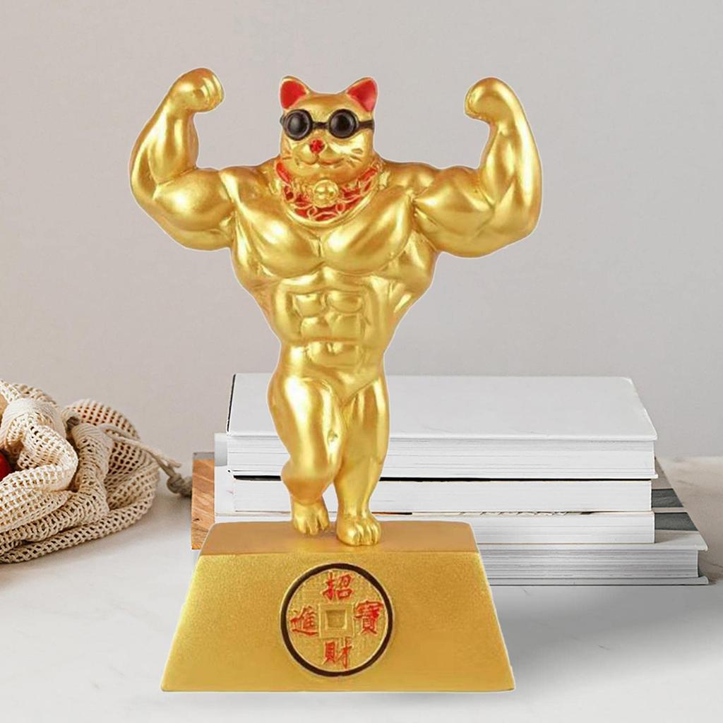 FLAMEER Lucky Cat Muscle Ornament Lucky Cat Good Luck Financial Luck Opening Celebration Business Success Store Gift Gift Shop Opening Decoration