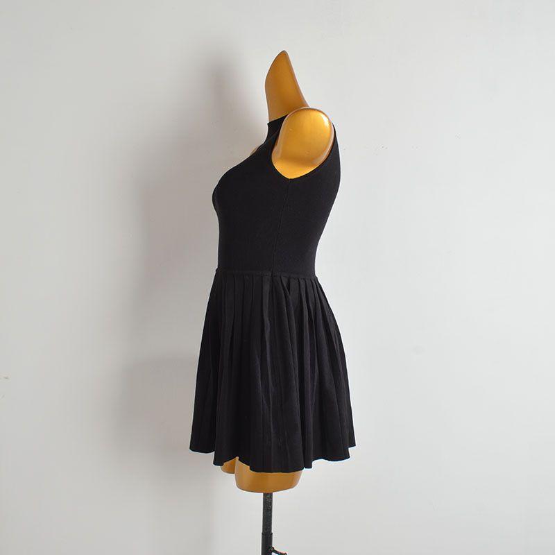Simple Solid Sleeveless Knitted dress Women clothes Summer New Waist Hugging Slimming Short A- line Skirt