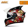Jiekai Full Face Flip-Up Motorcycle Helmet for Men & Women with Horn Design - All Season Racing Safety Helmet.
