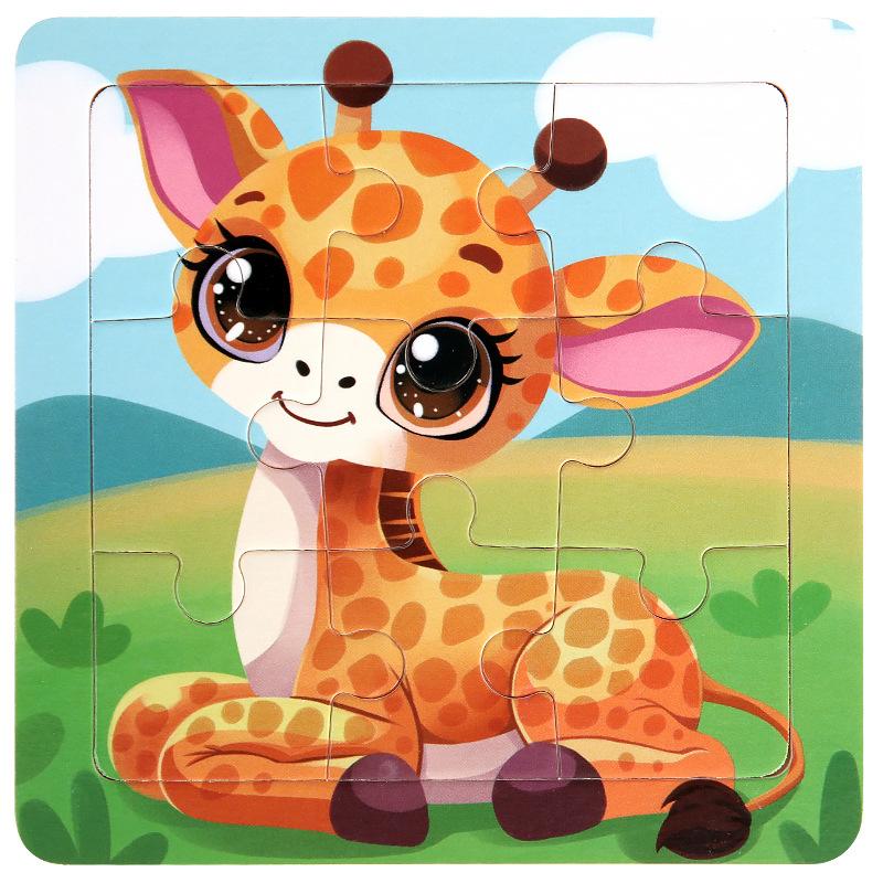 11cm Children Wooden Jigsaw Puzzle Games Cartoon Animal Vehicle Pattern Wooden 3d Puzzle Montessori Educational Toys