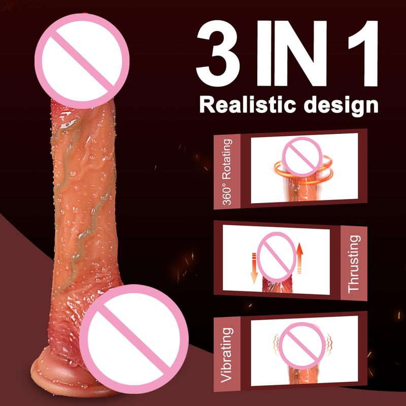 Telescopic Realistic Dildo Vibrator Heating Thrusting Vibrador Adult Sex Toys For Women Men G-Spot