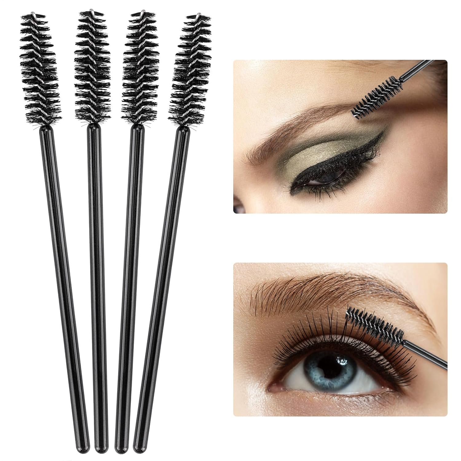 

500 Pieces Disposable Mascara Wands Eyelash Brush Brow Brushes Applicators Lash Spoolies for Eye Lash Extension - Black United States