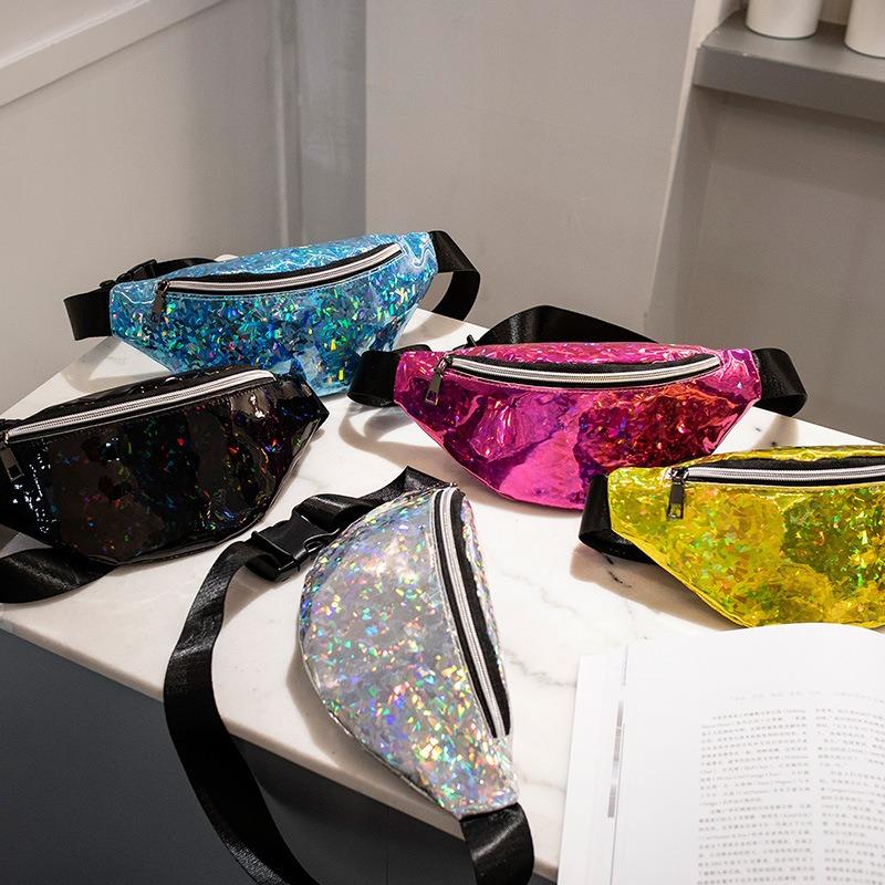 Women's fanny pack Simple personalized girl bag Sequin bag Glass broken trend women's bag fanny pack