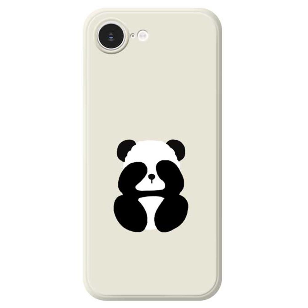 For iPhone 16e Case Blindfolded Panda Pattern Printing Straight Edge TPU Phone Back Cover