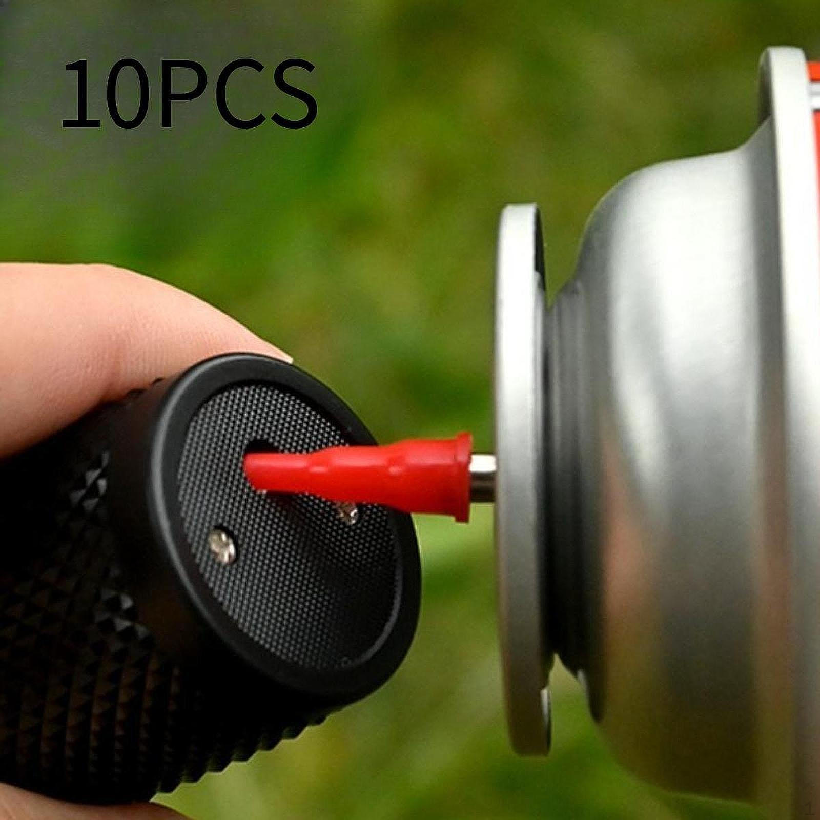 

Набір з 10 перехідників для заправки бутанових балонів, адаптери для заправки касетних балонів червоний