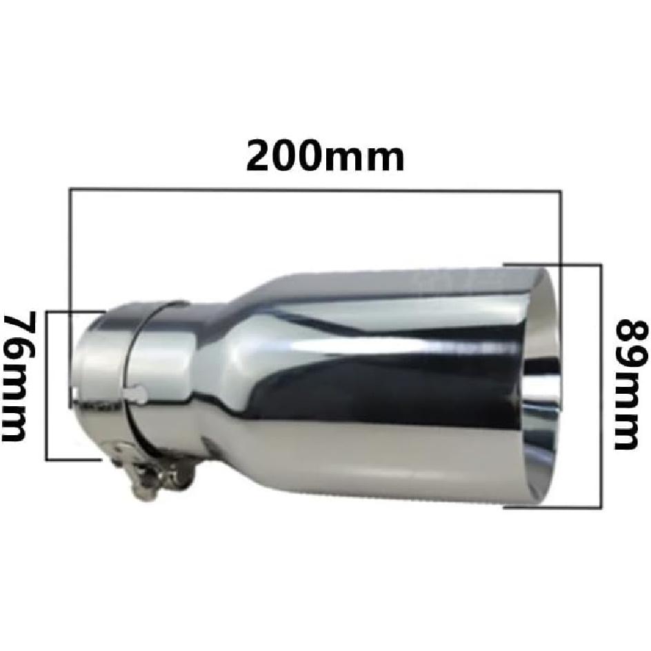 3 Inch Inlet Exhaust Tip 3.5"" Inch Outlet 20cm Long Exhaust Tip IN 76mm Out 89 Mm Stainless Steel Exhaust Tailpipe Tip