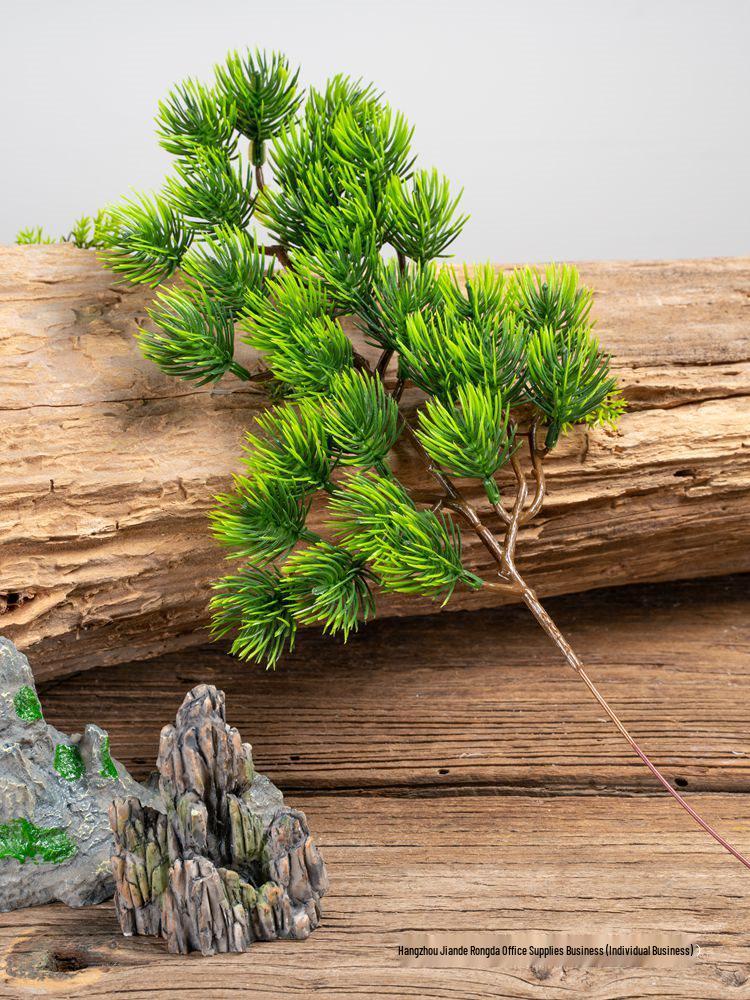 Artificial Pine Bonsai with Juniper Branches and Dried Flowers